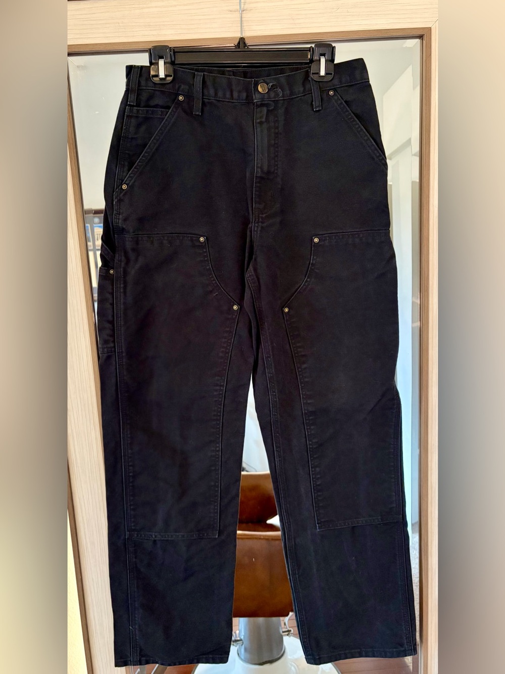 Carhartt Double Knee Pants B136 BLK Loose Fit Size 32x34 Black Great Condition